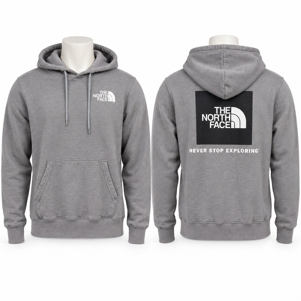 The North Face Men's Small Gray Pullover Hoodie Big Back Logo MLQ53